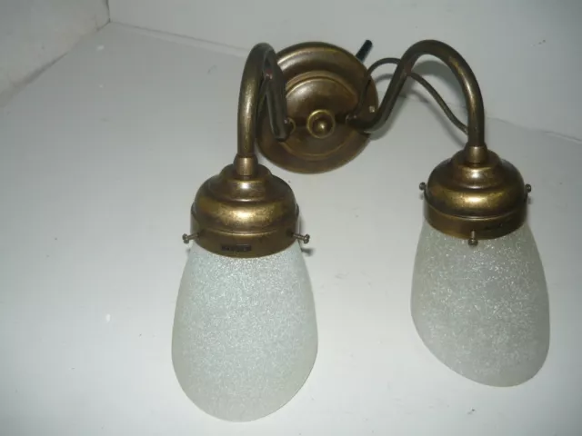 Applique "oliva" 2 luci in ottone brunito da parete bagno camera con vetri