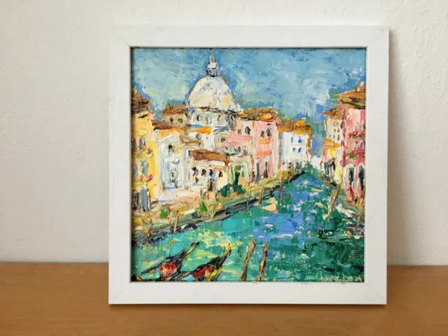 Italien Stadtbild Venedig Ölgemälde auf Malkarton Original Landschaft Gemälde