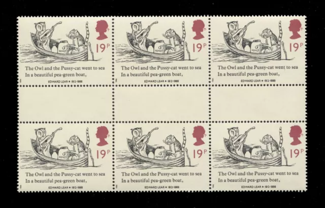 GB 1988 Edward Lear Full Set - 3x Gutter Pairs of 19p 27p 32p & 35p Stamps MNH