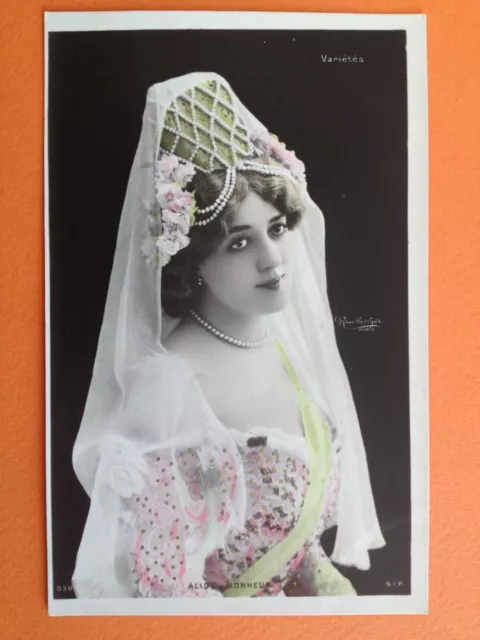 cpa Portrait de l' Actrice Alice BONHEUR PHOTO signée REUTLINGER à PARIS