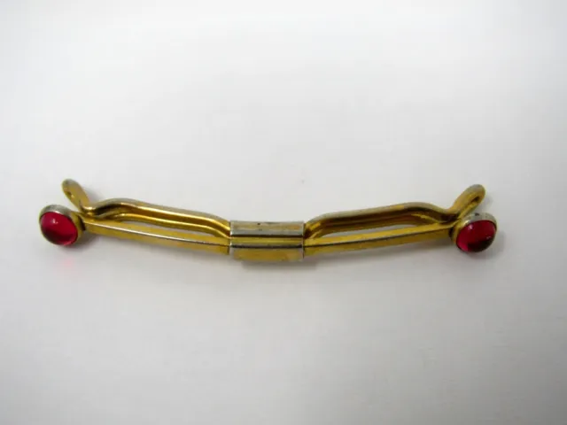 Vintage Collectible Tie Collar Bar Clip: Red Glass Tips Great Design