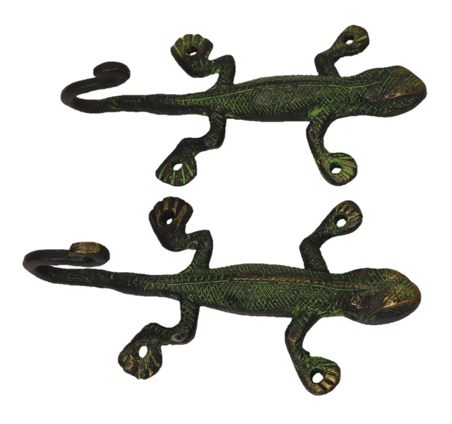 Tail Up Lizard Vintage Style Handmade Brass Key Clothe Towel Wall Hanger Hook