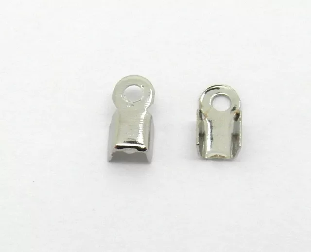 100 Kordelnden Klappbare Halskette Ende Crimps Antik Silber Ton 6 mm x 3 mm J01871J 3