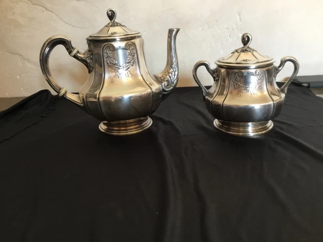 Ensemble Théière, Sucrier Et Pot à Lait En Métal Argenté Alpacca - Angleterre