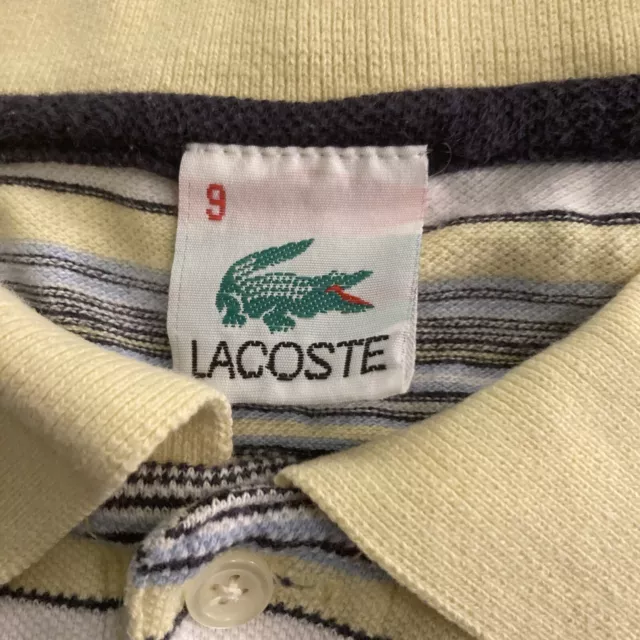 LACOSTE POLO SHIRT Mens Extra Large 2XL Size 9 Yellow Blue Stripe Rugby ...