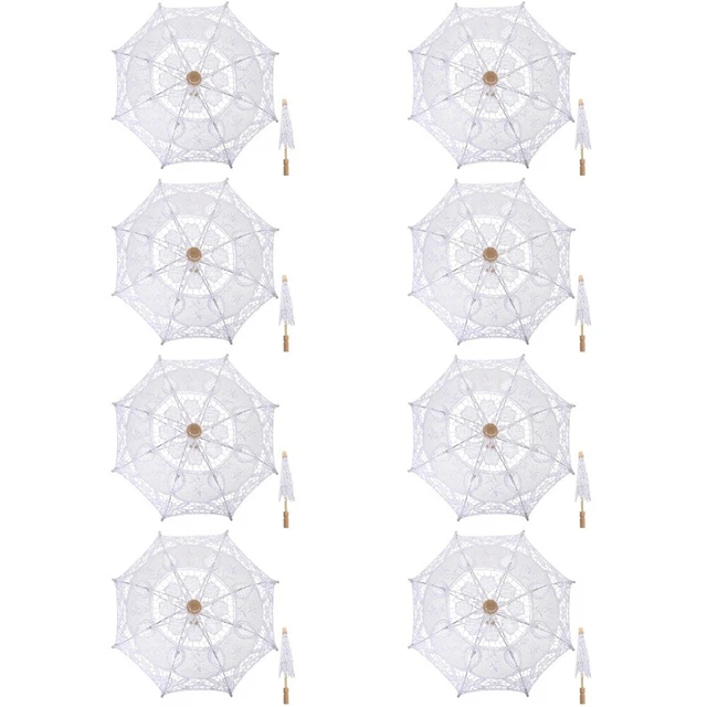 8x Ombrellone Ricamo Ombrello Ornamento Ombrelloni Matrimonio Ombrellone Ricamo