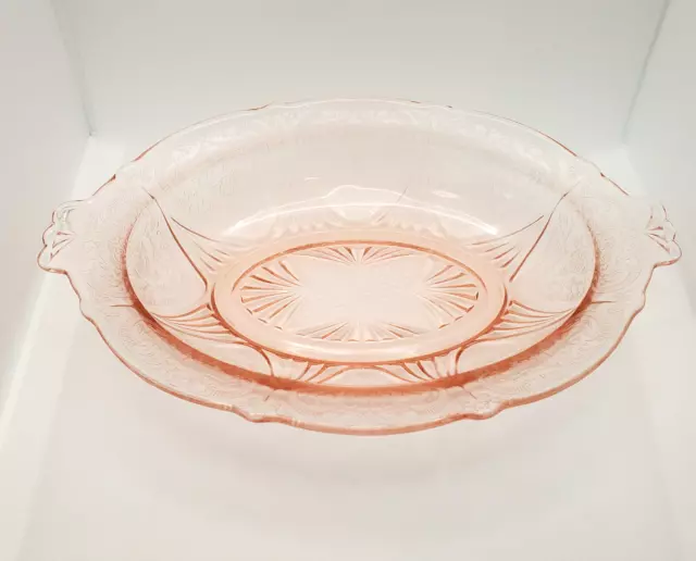 Hazel Atlas Pink Royal Lace Oval Bowl, Serving Dish, Depression Glass Vtg 1930s