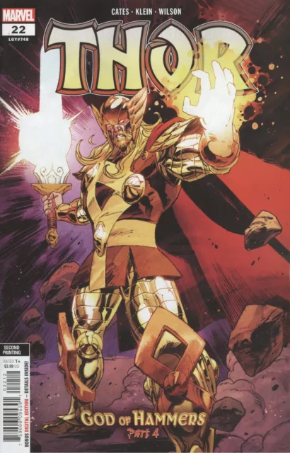 Thor #22 2Nd Printing Klein Variant Vf/Nm Marvel Hohc 2022