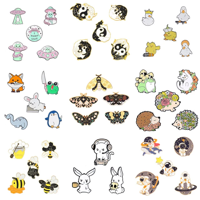 Cartoon Animal Mariposa Broche Gato Pin de Solapa Esmalte Pins Broches Joyería <