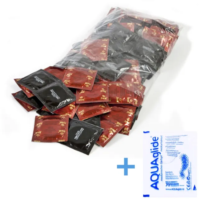 50 / 100 AMOR genoppt + gerippt oder SICO SENSATION Kondome + Aquaglide