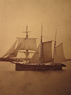 Antique Civil War Era Clayton Ny St. Lawrence Atlantic Schooner Ship Cdv Photo