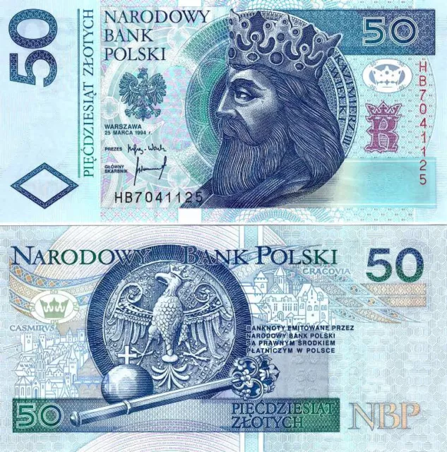 ■■■ Poland 50 zl P-175 1st RELEASE 1994 replaced after 04.2014 UNC and Rare ■■■