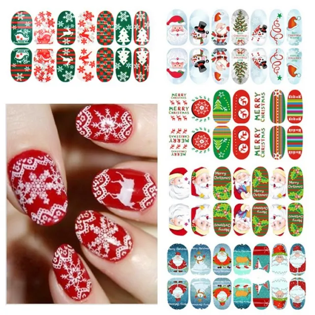 'Glow in Dark' 14pcs Christmas Nail Art Foils Patch Polish Stickers Decals Wrap