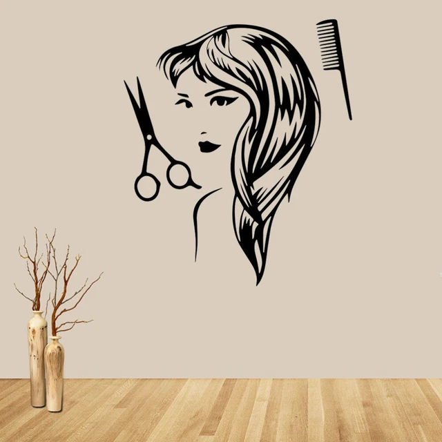 Adesivo taglio di capelli parrucchiere stilista salone di bellezza design adesivo parete vinile
