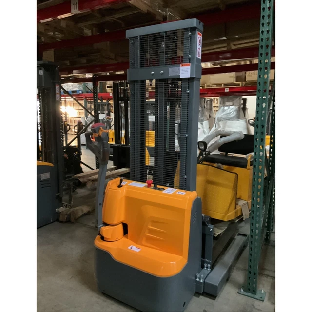 Used 118" Full Electric Straddle Stacker, 3300lb Load 42" Adjustable Fork Length