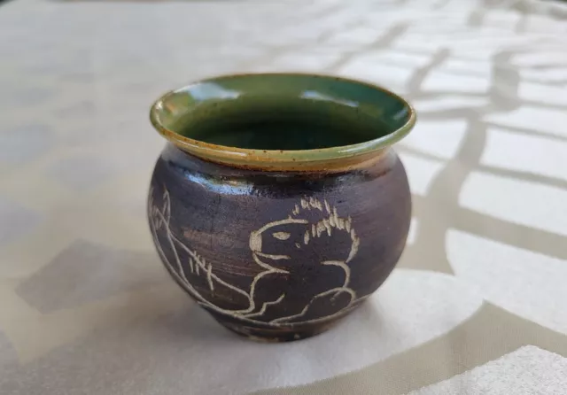 Small Australian Pottery Jar With Sgraffito Koalas Decoration