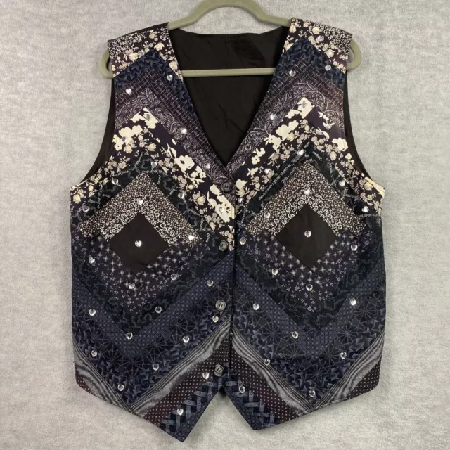 Handmade Vintage Patchwork XL Vest Womens 90's Embellished Top