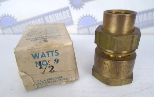 WATTS - No. 9 Back Pressure Back-Flow Preventer, 1/2", 150psi Max (NEW in BOX)