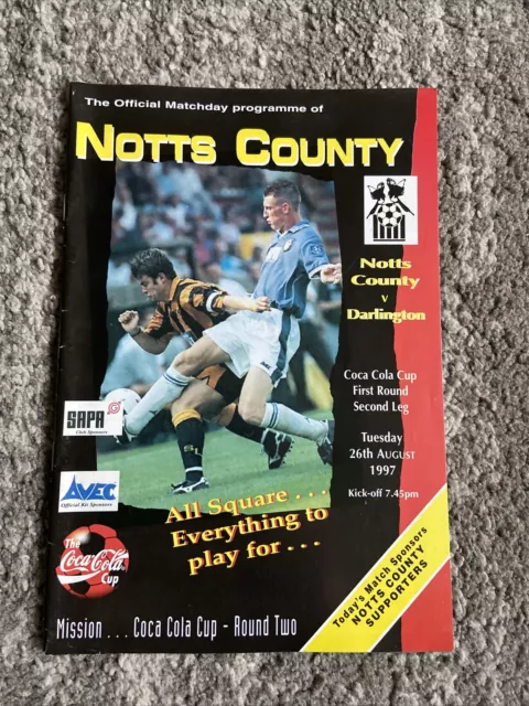 Notts County V Darlington Programme 26th  August 1997