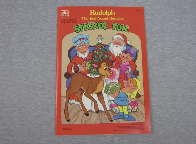 Golden Sticker Fun Rudolph the Red Red Nosed Reindeer Christmas Book Unused