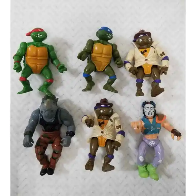 Vintage Lot of 6 Teenage Mutant Ninja Turtles Action Figures Playmates Toys TMNT