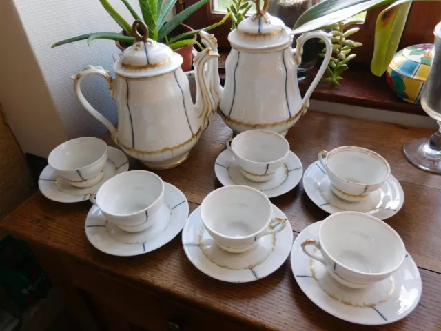 service a café, thé + 5 tasses et soucoupes anciens