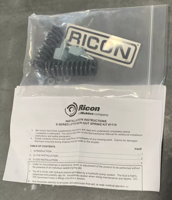 Ricon Sedia a Rotelle 1115 Kick-Out Molla Kit Per S-Series Solleva Nuovo