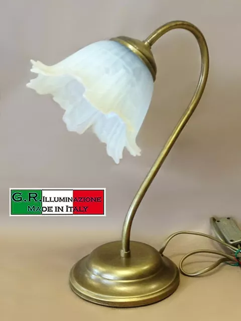 Lumetto Comodino 1 Luce Lampada Stile Ferro Battuto Ottone "N°2 Lampade" Lfb14