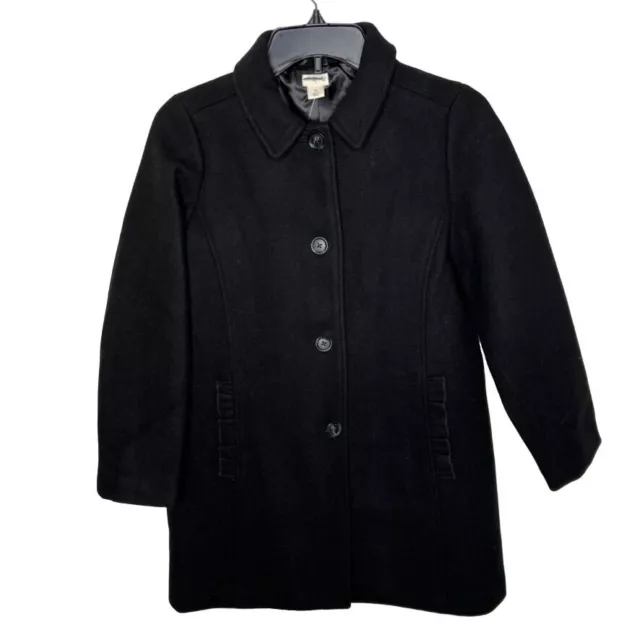 J.Crew Crewcuts Girls $188 Ruffle Pocket Wool Blend Coat Black Size 12 Black BJ3