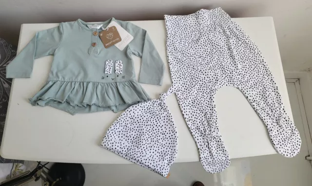 Mayoral Baby Girl  3 PIECE SET Top / Leggings /HAT  Size Age 4 / 6 Months BNWT