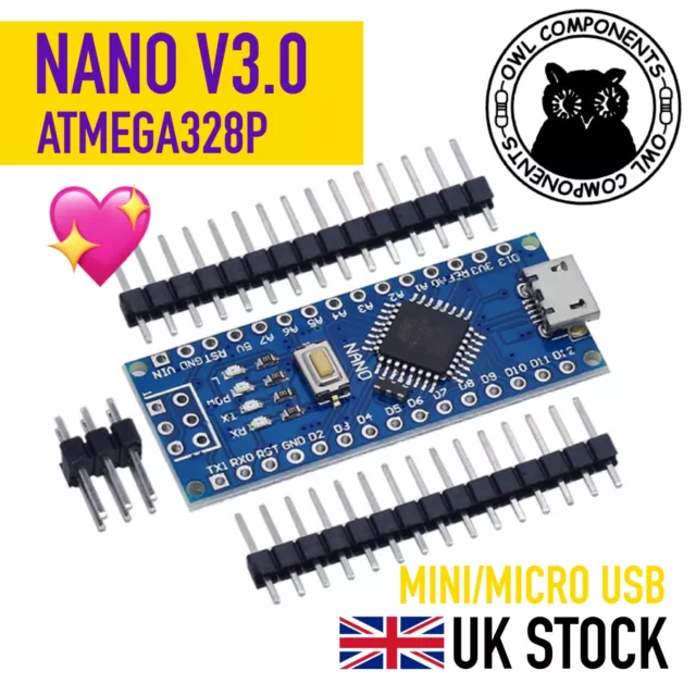 Nano V3.0 Programmable ATmega328P 5V 16MHz Arduino CH340C Micro USB - TESTED