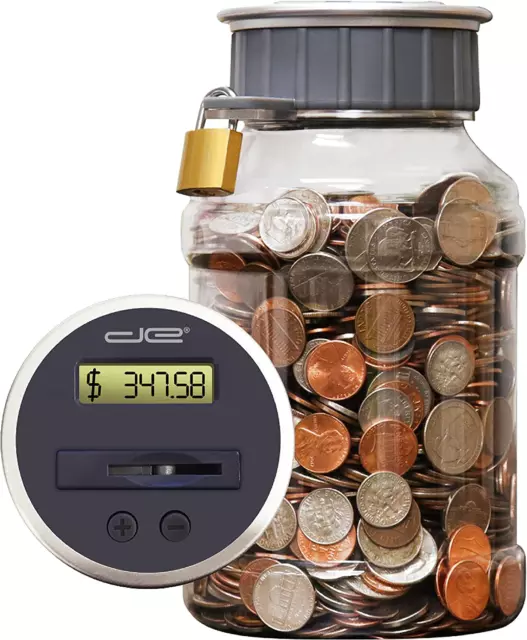 Locking Digital Coin Bank Savings Jar - Pennies Nickles Dimes Quarter Half Dolla
