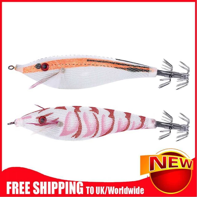 9g Luminous Squid Jigs Artificial Wood Shrimps Cuttlefish for Sea Fishing Hooks