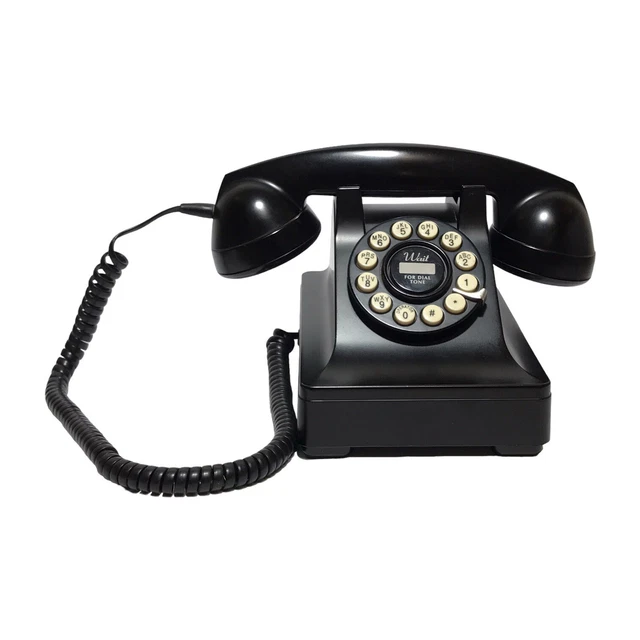 WILD AND WOLF Telephone 302 Desk Phone Retro Vintage Style Black Push