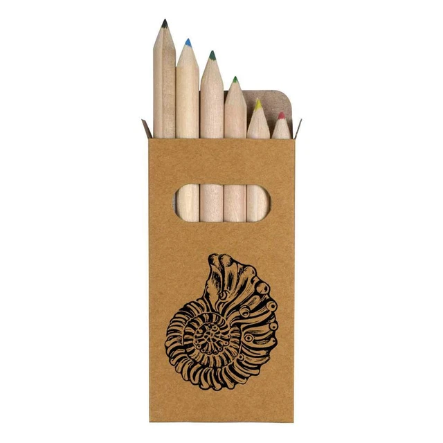 6 x 'Ammonit' kurz 85 mm Bleistifte/Buntstift-Set (PE00051110)