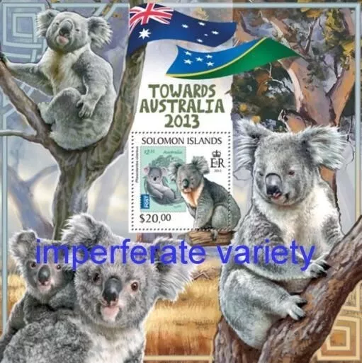 Solomon Islands 2013 Stamp On Stamp Koala Bear Flags Imperf 1V 15920-6
