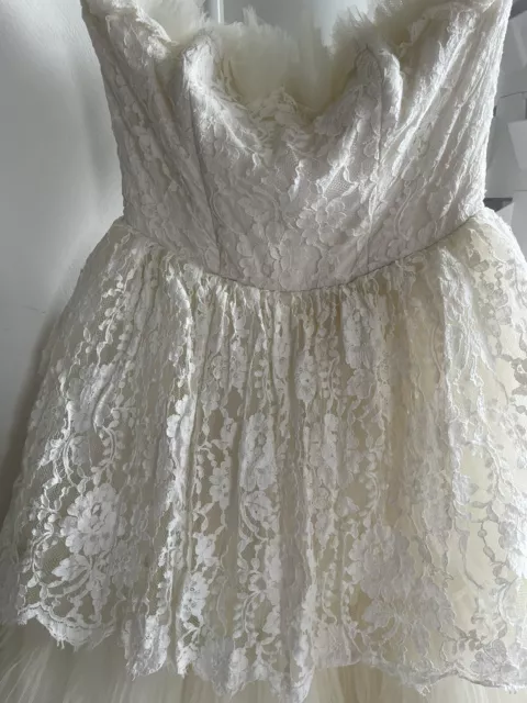 Vintage Brautkleid Hochzeitskleid Spitze Creme Gr 42 Retro !fällt Klein Aus