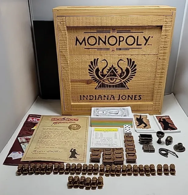 Indiana Jones MONOPOLY (2008) Collector's Limited Edition Wooden Box Crate  NEW