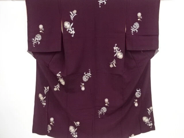 82195# Japanese Kimono / Antique Kimono / Woven Flower Arabesque