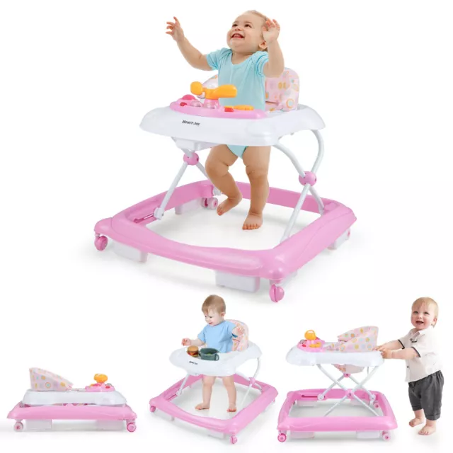 Costway Foldable Baby Walker Infant Pusher Walker Sit To Walk Activity Center