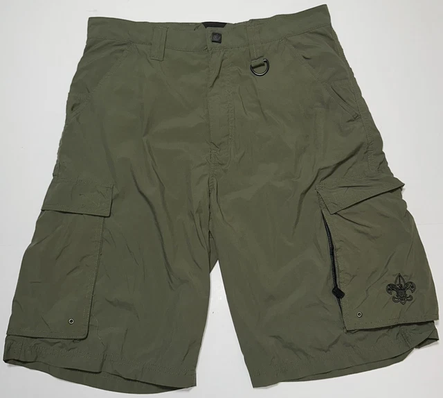 Boy Scouts Of America Green Shorts Adult Small 11” Inseam Nylon EUC