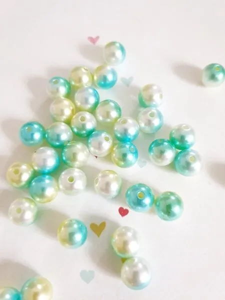 20 x Regenbogen Acrylperlen zum Basteln/Schmuckherstellung ♥ Beads Rund Ø 10mm