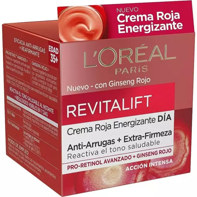 Loreal REVITALIFT Crema de día roja energizante anti arrugas con ginseng rojo 50