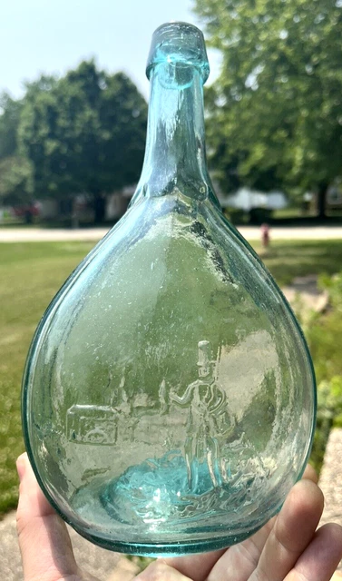 Nice Aqua Historic Hunter / Fisherman Calabash Applied Lip 1860'S Era Clean L@@K