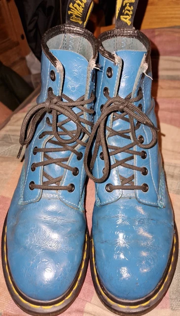 DR MARTENS 1460 Floral Embossed Leather Ankle Rare Boots Uk 6 Eu
