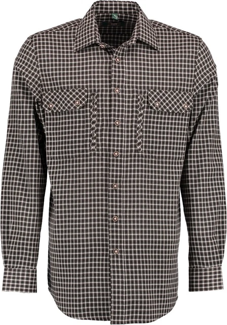 Camicia uomo OS Trachten® outdoor camicia da caccia con 2 tasche sul petto camicia forestale verde oliva
