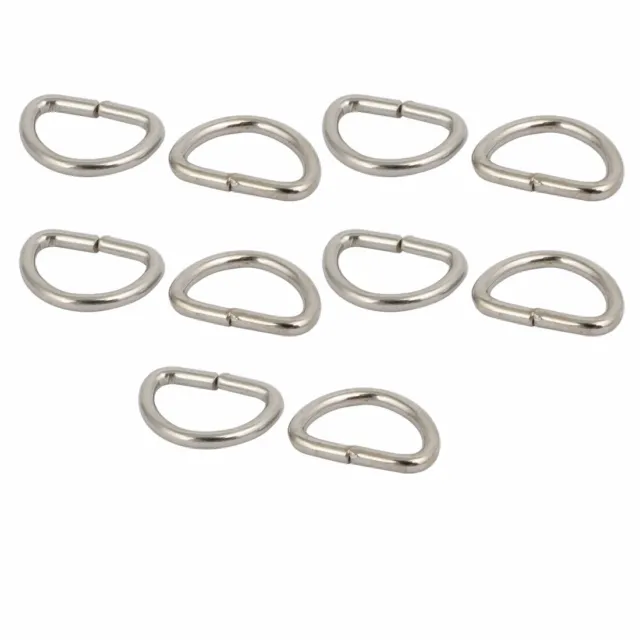 10mm Inner Width Iron Metal Half Round Non Welded D Ring Silver Tone 10pcs