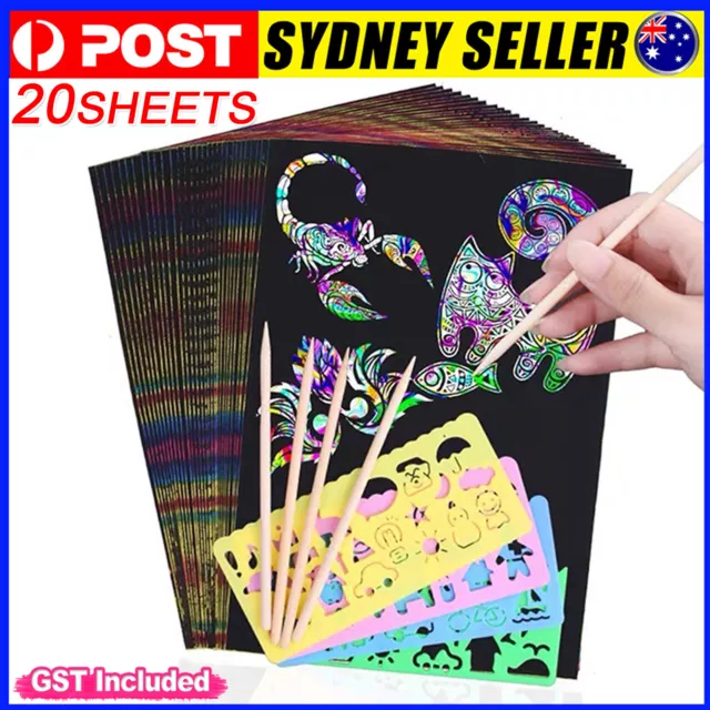 50 Sheets Scratch Art Paper Magic Rainbow Painting Doodle Boards 5