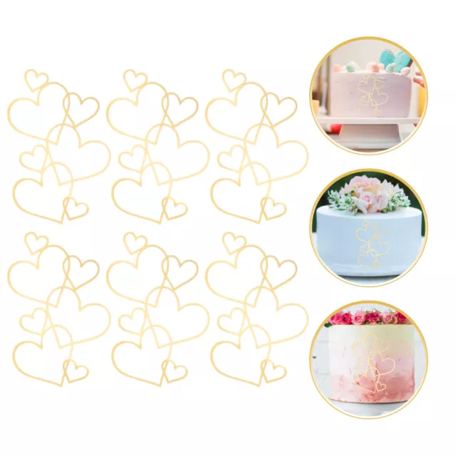 6pcs Exquisite Creative Valentines Cake Decorations Cake Adornments for Party