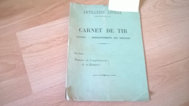 ANCIENNE PAGE DE garde carnet de tir artillerie lourde EUR 0,50